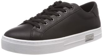 A|X Armani Exchange Womens cow leather lace up sneaker Trainers, Black + White A120 6 UK, (39 EU)