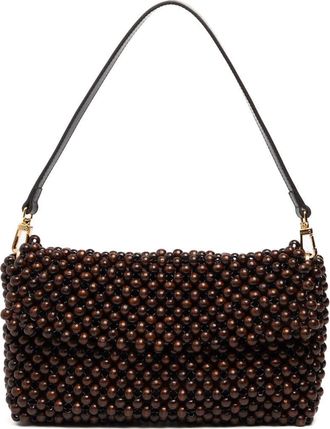 Staud Timmy Beaded Shoulder Bag in Dark Brown at Nordstrom