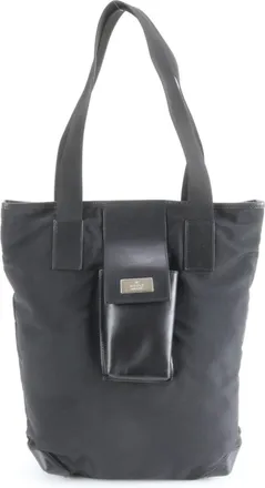 Gucci Black Nylon Leather Tote Bag (Pre-Owned)