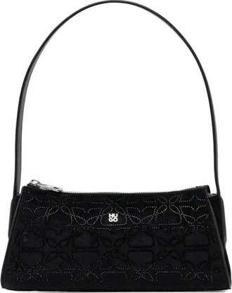 HUGO BOSS Verfraaide schoudertas met rits en logodetail - Zwart