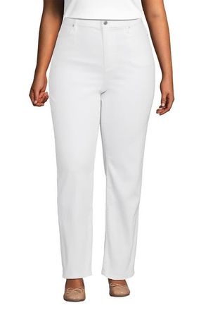 Lands End Recover High Rise Straight Leg Blue Jeans in White at Nordstrom, Size 22Wshort