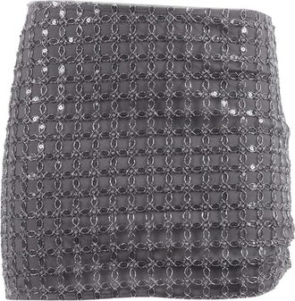 Rotate Beaded Mini Skirt - Dames - Korte rokken - Grijs - XS - Leer - Rokken