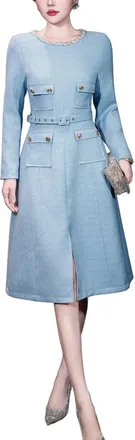 Burryco Burryco Blue Solid Midi Dress