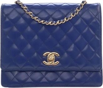 Chanel Pre-owned Vintage Quilted Patent Leather Crossbody - Dames - Vintage Schoudertas - Blauw - ONE Size - Leer - Vintage