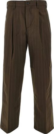 Obey Dean pinstripe pleated trousers - Brown