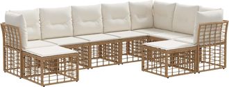 vidaXL Conjunto De Sof&aacute;s De Exterior 9 Plaza Natural Y Crema Vidaxl