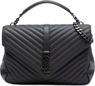 Saint Laurent Pre-owned Saint Laurent Large Chevron Sheepskin Monogram College Satchel Ladies 31G9PCGGM1MWBBXX
