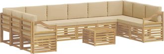 vidaXL Conjunto De Sof&aacute;s De Exterior 11 Uds. Y Beige Poli&eacute;ster Vidaxl
