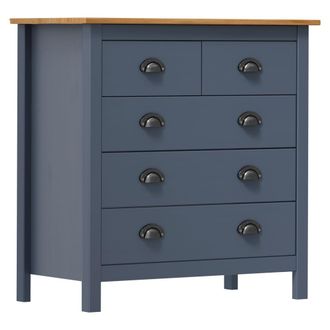 vidaXL Mesita De Noche Hill Madera Maciza De Pino Gris 79x40x80 Cm Vidaxl