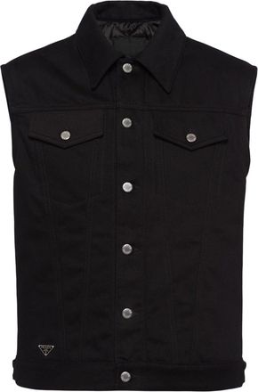 Prada Bull Denim-Weste mit Kn&ouml;pfen