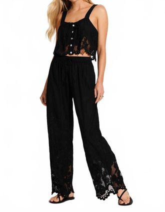 Vitamin A Wide Leg Flora Pants In Black Beachside Broderie