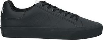 A|X Armani Exchange Coated Fabric Lace-Up Low Top Trainers in Black with Rubber Sole