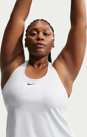 Nike Womens Swoosh Medium-Support Padded Sports Bra Tank Top (Plus Size) in White | DV9899-100
