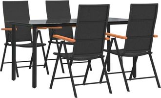 vidaXL Vidaxl - Juego Comedor De Jard&iacute;n 5 Piezas Rat&aacute;n Sint&eacute;tico Negro Y Marr&oacute;n