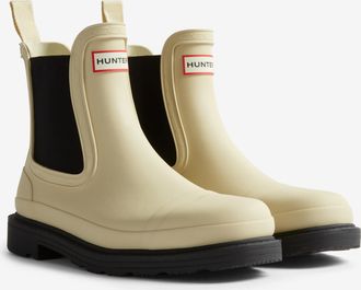 Hunter Gummistiefel HUNTER CHELSEA COMMANDO BOOT, Damen, Gr. 36, schwarz (gravel, schwarz), Synthetik, Schuhe Gummistiefel, wasserdicht