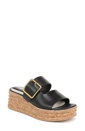 Franco Sarto Taziana Platform Wedge Sandal in Black Leather at Nordstrom, Size 8.5
