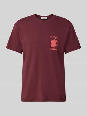 Replay T-Shirt mit Motiv-Print und Rundhalsausschnitt in Royal, Gr&ouml;&szlig;e XXL