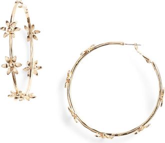 Nordstrom Cristina Martinez Flower Hoop Earrings in Gold at Nordstrom Rack