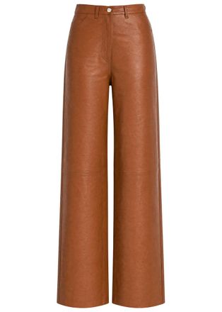 Skiim Marcella Straight-leg Leather Trousers - Brown - 38 (UK10 / S)