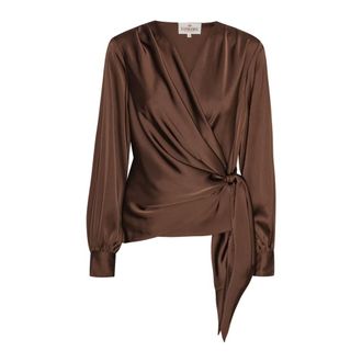 Karmamia Elegant Brown Blouse with Asymmetric Cut