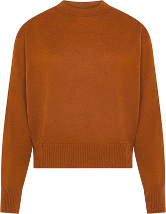 Cruna Cropped Sweater with Round Neckline and Ribbed Details
