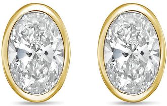 Diana M. Jewels 14Kt Yellow Gold 2.00 cts Lab Grown Oval Diamond Bezel Studs