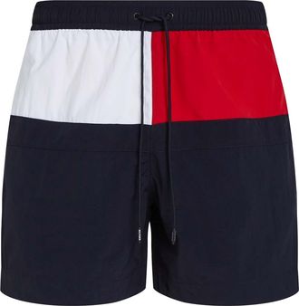 Tommy Hilfiger Heren Vlag Halflang Zwemshort (Blauw)