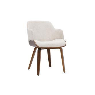 Miliboo Silla En Tejido De Chenilla Beige Y Madera Oscura Earl