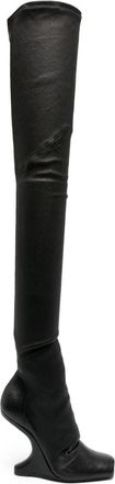 Rick Owens Cantilever 120mm above-knee boots - women - Rubber/Calf Leather/Calf Leather/Calf Leather - 36 - Black