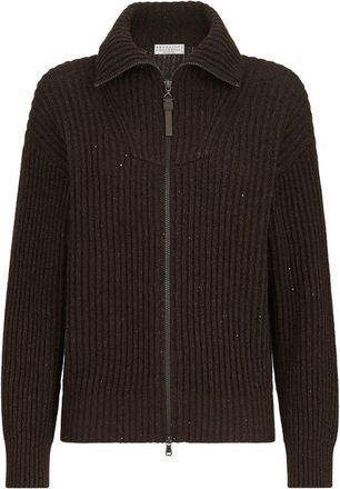 Brunello Cucinelli Sparkling & Dazzling Ribbed-knit Sequin-embellished Cardigan