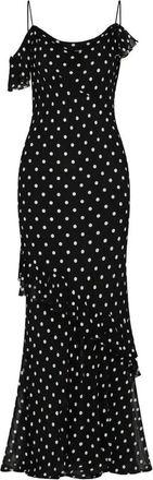Self Portrait Polka Dot Georgette Maxi Dress