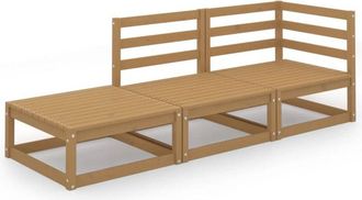 vidaXL Muebles De Jard&iacute;n 3 Piezas Marr&oacute;n Miel Madera Maciza De Pino Vidaxl