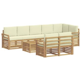 vidaXL Set Di Divani Da Esterno 9 Pz Bianco E Crema Poliestere Vidaxl