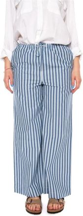 Thinking Mu Begur Stripes Wide Broeken - Dames - Wijde Broeken - Blauw - XS - Katoen - Broeken