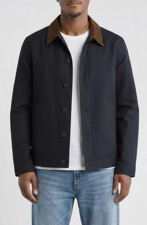Bagatelle Faux Suede Collar Cotton Canvas Jacket in Navy at Nordstrom, Size X-Large