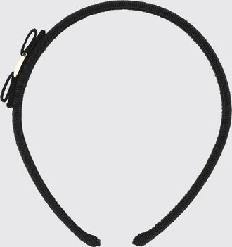 Ferragamo Cerchietto Vara in misto cotone con liconico fiocco e placca logo