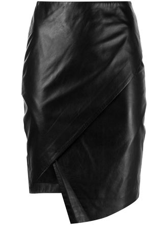 Michelle Mason leather wrap skirt - Black