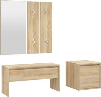 vidaXL Set De Muebles De Recibidor Madera Contrachapada Color Roble Vidaxl