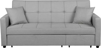 Beliani Sofa Bed 3 Seater GLOMMA Fabric Light Grey