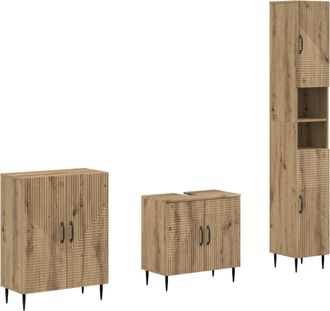 vidaXL Juego De Armarios De Ba&ntilde;o De 3 Piezas Haarlem Roble Artisan Vidaxl