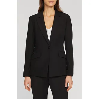 Elie Tahari The Sylvie One-Button Blazer in Noir at Nordstrom, Size 14