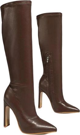 Generic Women Knee High Boots Pointed Toe Thin Heel Side Zipper Winter Office Work Casual Long Boot