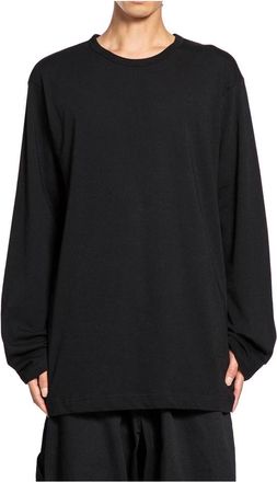 Yohji Yamamoto Tops, Heren, Zwart, L, Katoen, Zwarte Katoenen Jersey Longsleeve Top