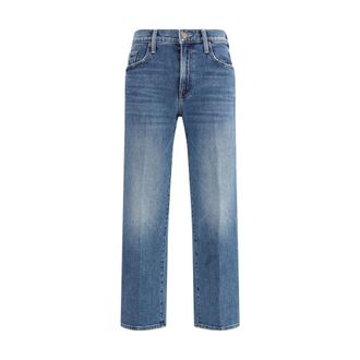 Mother Blauwe Katoenen Relaxed Fit Jeans