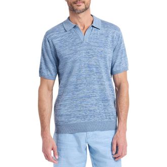 Robert Graham Raydon Johnny Collar Space Dye Sweater Polo in Light Blue at Nordstrom, Size Xxx-Large