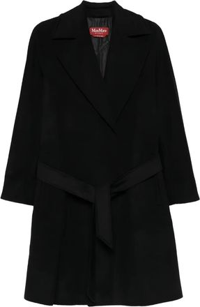 Max Mara Cappotto DRAVENNA in lana con cintura - Nero