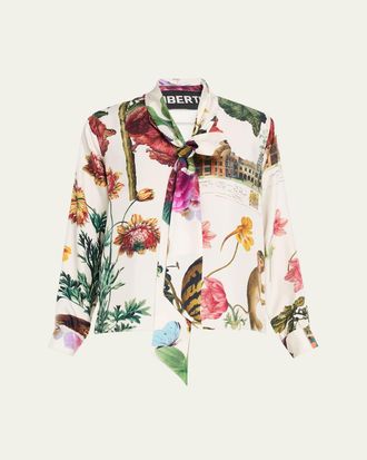 Libertine - Libertine Hollyhock Floral Silk Slim Tie Keith Blouse
