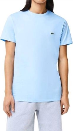 Lacoste Short Sleeve Crewneck Pima Cotton Jersey T-Shirt In Pastel Blue