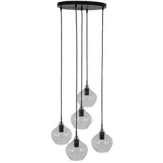Light & Living L&aacute;mpara colgante - Rakel - negro - vidrio - - Light&living