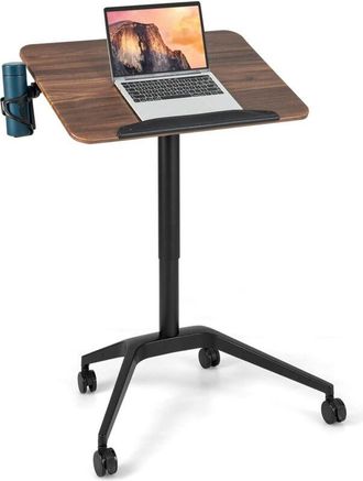 Costway Costway - Mesa Ordenador Port&aacute;til Ajustable Con Ruedas, Estaci&oacute;n De Trabajo De Pie Con Protecci&oacute;n Antica&iacute;das, Tablero Inclinable, Portavasos, Escritor